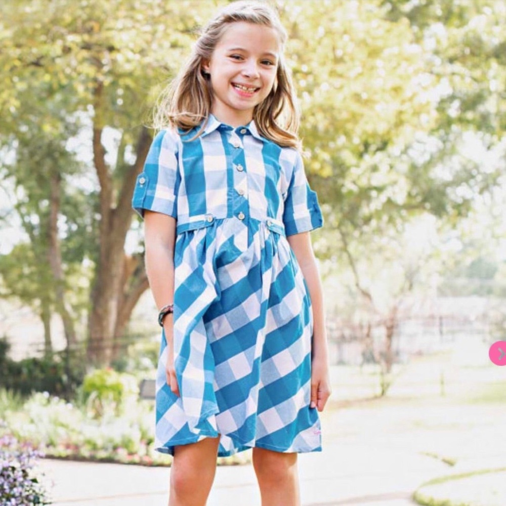 Ruffle Butts Peacock Blue Plaid Babydoll Dress